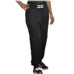 Elisabetta Franchi - Knit Yarn Trousers with Logo - Black - Trousers - Made in Italy - Luxury Exclusive Collection - Avvenice