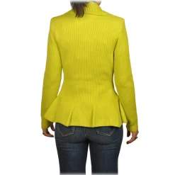 Elisabetta Franchi - Knitted Double-Breasted Jacket - Yellow - Jacket - Made in Italy - Luxury Exclusive Collection - Avvenice