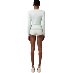 Elisabetta Franchi - Knitted Jacket with Jewel Buttons - Light Blue - Jacket - Made in Italy - Luxury Exclusive Collection - Avvenice