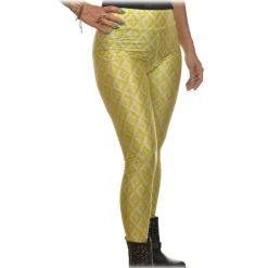 Elisabetta Franchi - Leggings with Logato Pattern - White/Yellow - Trousers - Made in Italy - Luxury Exclusive Collection - Avvenice