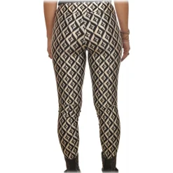 Elisabetta Franchi - Leggings with Logo Pattern - White/Black - Trousers - Made in Italy - Luxury Exclusive Collection - Avvenice