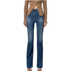 Elisabetta Franchi - Light Canvas Palazzo Jeans - Blue - Trousers - Made in Italy - Luxury Exclusive Collection - Avvenice