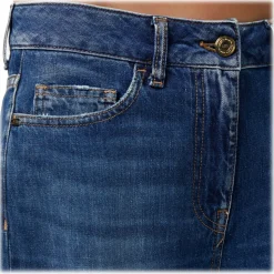 Elisabetta Franchi - Light Canvas Wide Leg Jeans - Blue - Trousers - Made in Italy - Luxury Exclusive Collection - Avvenice