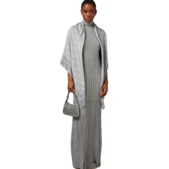 Elisabetta Franchi - Logo Patterned Square Scarf - Grey - Scarf - Made in Italy - Luxury Exclusive Collection - Avvenice