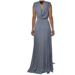 Elisabetta Franchi - Long Dress in Jersey Fabric - Blue - Dress - Made in Italy - Luxury Exclusive Collection - Avvenice