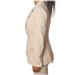 Elisabetta Franchi - Long Sleeve Screwed - Butter - Jacket - Made in Italy - Luxury Exclusive Collection - Avvenice