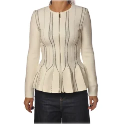 Elisabetta Franchi - Long Sleeve Screwed - Butter Black - Jacket - Made in Italy - Luxury Exclusive Collection - Avvenice