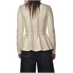 Elisabetta Franchi - Long Sleeve Screwed - Butter Black - Jacket - Made in Italy - Luxury Exclusive Collection - Avvenice