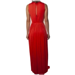 Elisabetta Franchi - Long Dress Chain Detail - Orange - Dress - Made in Italy - Luxury Exclusive Collection - Avvenice