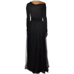 Elisabetta Franchi - Long Dress with Tulle Skirt - Black - Dress - Made in Italy - Luxury Exclusive Collection - Avvenice