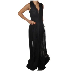 Elisabetta Franchi - Long Dress in Lace - Black - Dress - Made in Italy - Luxury Exclusive Collection - Avvenice