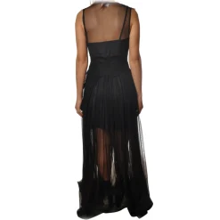 Elisabetta Franchi - Long Dress in Lace - Black - Dress - Made in Italy - Luxury Exclusive Collection - Avvenice