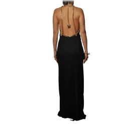 Elisabetta Franchi - Long Dress with Chain - Black - Dress - Made in Italy - Luxury Exclusive Collection - Avvenice