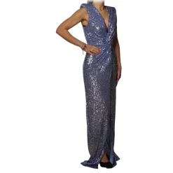 Elisabetta Franchi - Long Dress in Paillettes - Purple - Dress - Made in Italy - Luxury Exclusive Collection - Avvenice