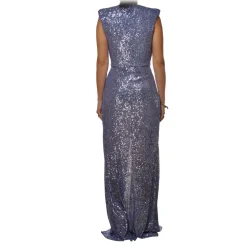 Elisabetta Franchi - Long Dress in Paillettes - Purple - Dress - Made in Italy - Luxury Exclusive Collection - Avvenice