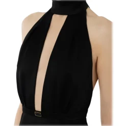 Elisabetta Franchi - Marilyn Pattern Longuette Dress - Black - Dress - Made in Italy - Luxury Exclusive Collection - Avvenice