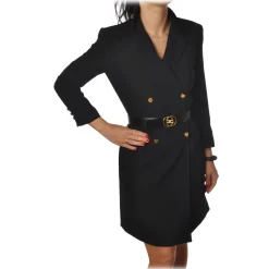 Elisabetta Franchi - Mini Dress Frock Coat Model - Black - Dress - Made in Italy - Luxury Exclusive Collection - Avvenice