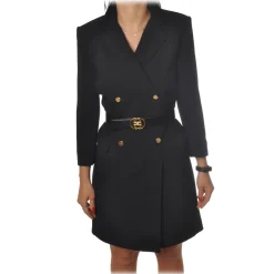 Elisabetta Franchi - Mini Dress Frock Coat Model - Black - Dress - Made in Italy - Luxury Exclusive Collection - Avvenice