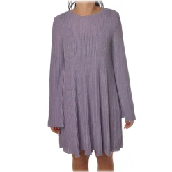 Elisabetta Franchi -  Mini Dress in Laminated Knit - Lavender - Dress - Made in Italy - Luxury Exclusive Collection - Avvenice