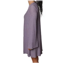Elisabetta Franchi -  Mini Dress in Laminated Knit - Lavender - Dress - Made in Italy - Luxury Exclusive Collection - Avvenice