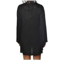 Elisabetta Franchi -  Mini Dress in Laminated Knit - Black - Dress - Made in Italy - Luxury Exclusive Collection - Avvenice