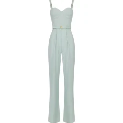 Elisabetta Franchi - One-Piece Jumpsuit with Bustier Top - Aqua Green - Dress - Made in Italy - Luxury Exclusive Collection - Avvenice