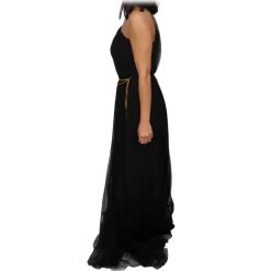 Elisabetta Franchi - One-Shoulder Tulle Long Dress - Black - Dress - Made in Italy - Luxury Exclusive Collection - Avvenice