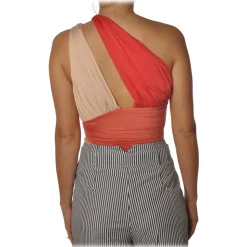 Elisabetta Franchi - One-Shoulder Body - Orange - Top - Made in Italy - Luxury Exclusive Collection - Avvenice