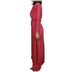Elisabetta Franchi - One-Shoulder Long Dress with Long Sleeve - Fuxia - Dress - Made in Italy - Luxury Exclusive Collection - Avvenice