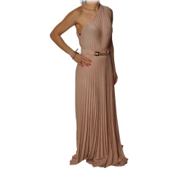 Elisabetta Franchi - One-Shoulder Dress in Jersey - Bronze - Dress - Made in Italy - Luxury Exclusive Collection - Avvenice