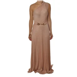 Elisabetta Franchi - One-Shoulder Dress in Jersey - Bronze - Dress - Made in Italy - Luxury Exclusive Collection - Avvenice