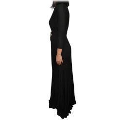 Elisabetta Franchi - One-Shoulder Long Dress with Long Sleeve - Black - Dress - Made in Italy - Luxury Exclusive Collection - Avvenice