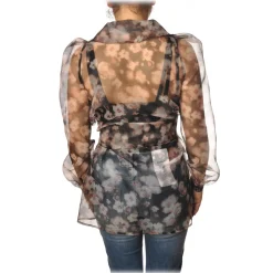 Elisabetta Franchi - Organza Shirt - Black/Pink - Shirt - Made in Italy - Luxury Exclusive Collection - Avvenice