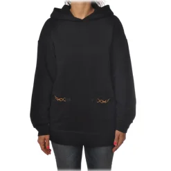 Elisabetta Franchi - Oversized Sweatshirt with Metal Buckles - Black - Sweatshirt - Made in Italy - Luxury Exclusive Collection - Avvenice