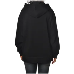 Elisabetta Franchi - Oversized Sweatshirt with Metal Buckles - Black - Sweatshirt - Made in Italy - Luxury Exclusive Collection - Avvenice