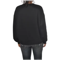 Elisabetta Franchi - Oversized Sweatshirt with Logo - Black - Sweatshirt - Made in Italy - Luxury Exclusive Collection - Avvenice