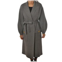 Elisabetta Franchi - Oversize Coat with Two Patch - Grey - Jacket - Made in Italy - Luxury Exclusive Collection - Avvenice