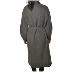 Elisabetta Franchi - Oversize Coat with Two Patch - Grey - Jacket - Made in Italy - Luxury Exclusive Collection - Avvenice