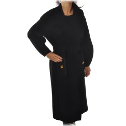 Elisabetta Franchi - Oversize Coat with Two Patch - Black - Jacket - Made in Italy - Luxury Exclusive Collection - Avvenice
