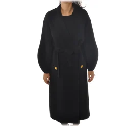 Elisabetta Franchi - Oversize Coat with Two Patch - Black - Jacket - Made in Italy - Luxury Exclusive Collection - Avvenice