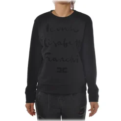 Elisabetta Franchi - Oversize Sweatshirt in Cotton - Black - Sweatshirt - Made in Italy - Luxury Exclusive Collection - Avvenice