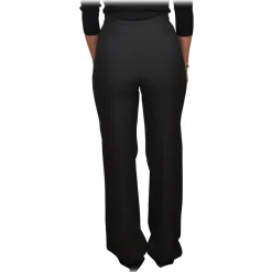 Elisabetta Franchi - Palazzo Pants with Gold Detail - Black - Trousers - Made in Italy - Luxury Exclusive Collection - Avvenice