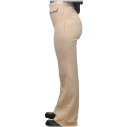 Elisabetta Franchi - Palazzo Pants with Gold Detail - Cream - Trousers - Made in Italy - Luxury Exclusive Collection - Avvenice