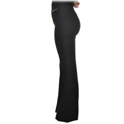 Elisabetta Franchi - Palazzo Pants in Technical Fabric - Black - Trousers - Made in Italy - Luxury Exclusive Collection - Avvenice