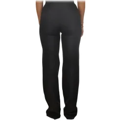 Elisabetta Franchi - Palazzo Pants in Technical Fabric - Black - Trousers - Made in Italy - Luxury Exclusive Collection - Avvenice