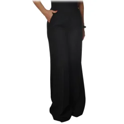 Elisabetta Franchi - Palazzo Trousers with Strap - Black - Trousers - Made in Italy - Luxury Exclusive Collection - Avvenice