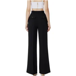 Elisabetta Franchi - Palazzo Trousers with Pences - Black - Trousers - Made in Italy - Luxury Exclusive Collection - Avvenice