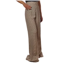 Elisabetta Franchi - Palazzo Trousers in Pattern - Vanilla/Black - Trousers - Made in Italy - Luxury Exclusive Collection - Avvenice