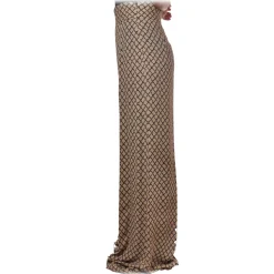 Elisabetta Franchi - Palazzo Trousers in Pattern - Vanilla/Black - Trousers - Made in Italy - Luxury Exclusive Collection - Avvenice