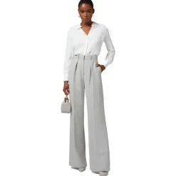 Elisabetta Franchi - Palazzo Trousers with Pences - Grey - Trousers - Made in Italy - Luxury Exclusive Collection - Avvenice